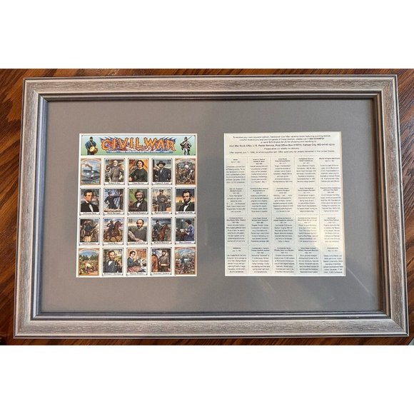 Custom Framed 2 Full Sheets 32 Cent Civil War Postage‎ Stamp 1995 USPS - Picture 1 of 2